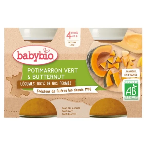 la 1Ère Recette de Nos Fermes Potimarron Vert & Butternut Dès 4 Mois 2 x 130 g