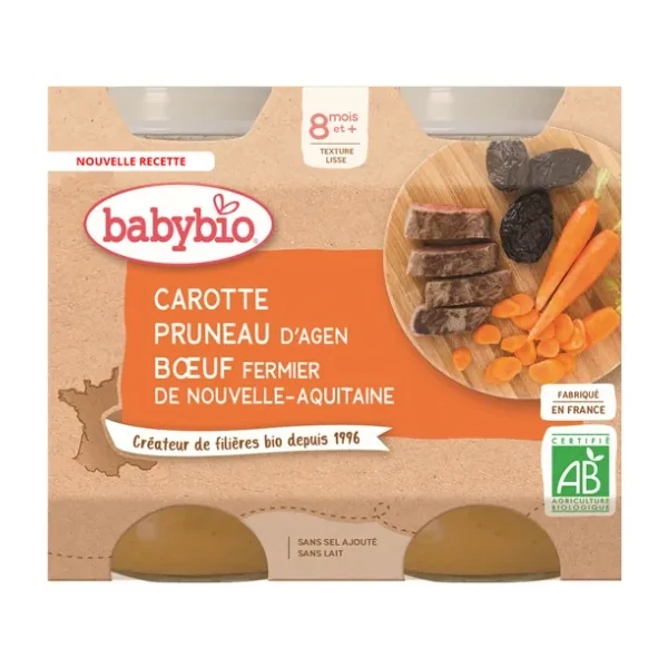 Carotte Pruneau d'Agen Bœuf Fermier de Nouvelle-Aquitaine Dès 8 Mois 2 x 200 g