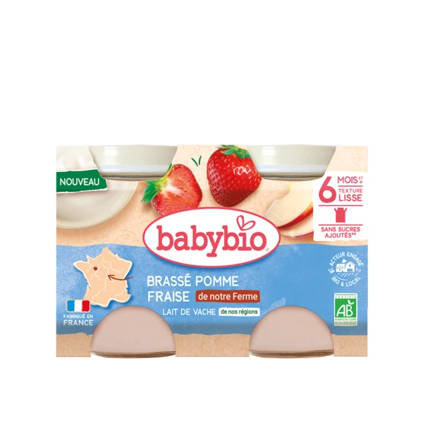 BABYBIO PETITS POTS BRASSE +6 Mois Pomme Fraise - 2x130g