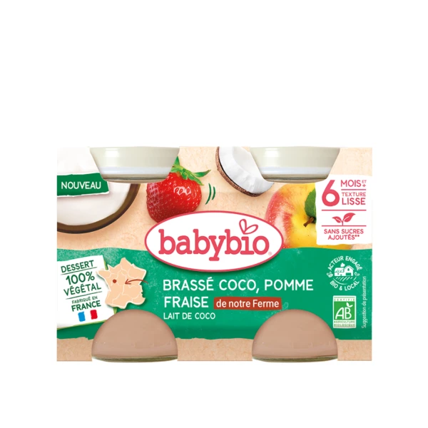 BABYBIO PETITS POTS BRASSE +6 Mois Coco Pomme Fraise - 2x130g