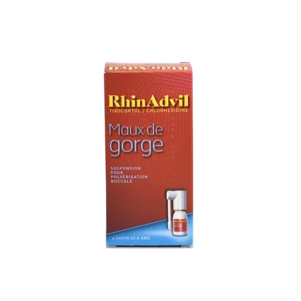 Rhinadvil maux de gorge tixocortol chlorhexidine suspension pour pulvérisation buccale 12ml