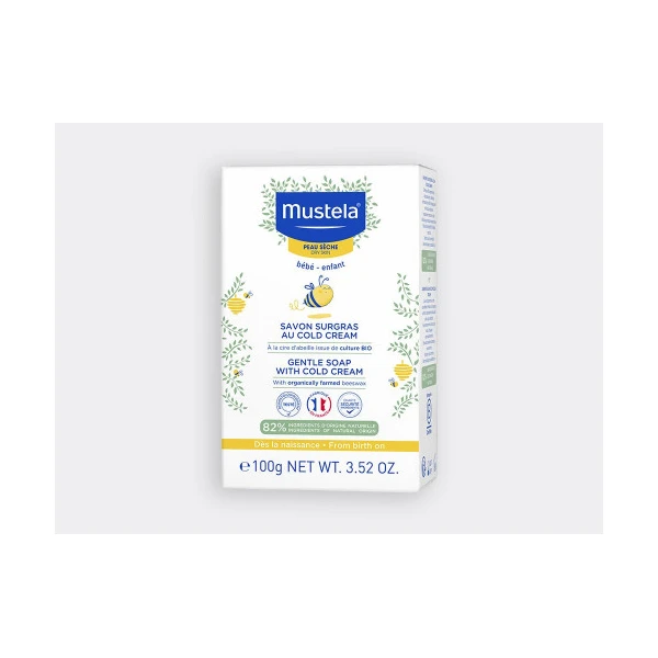 mustela Bébé Enfant Savon surgras au Cold Cream à la cire d'abeille BIO Peau Sèche