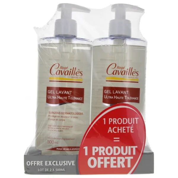 Dermo U.H.T Gel Lavant Surgras Lot de 2 x 500 ml