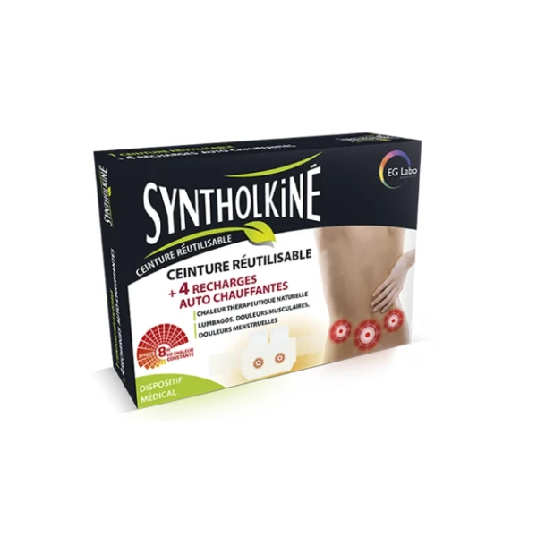 Synthol SyntholKiné Ceinture Réutilisable + 4 Recharges Auto Chauffantes + 4 Recharges Auto Chauffantes