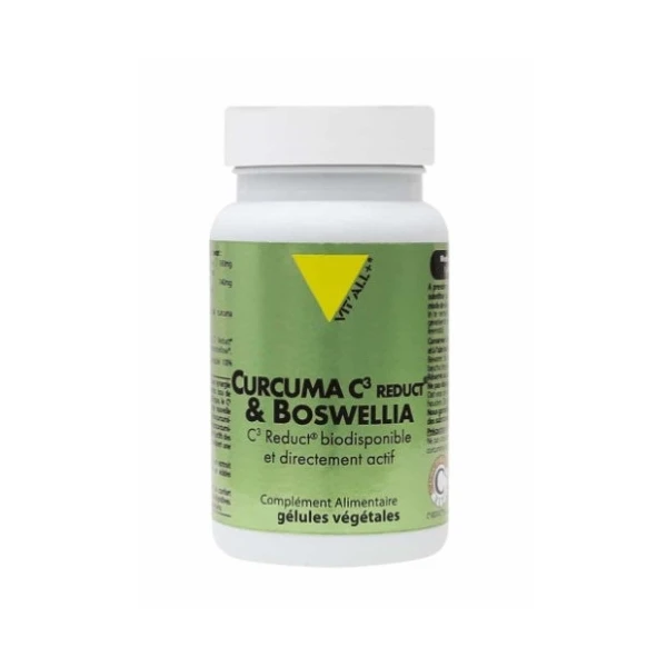 Vit'All+ Curcuma C3 Reduct® & Boswellia Hautement Biodisponible et Directement Actif 60 Gélules Végétales