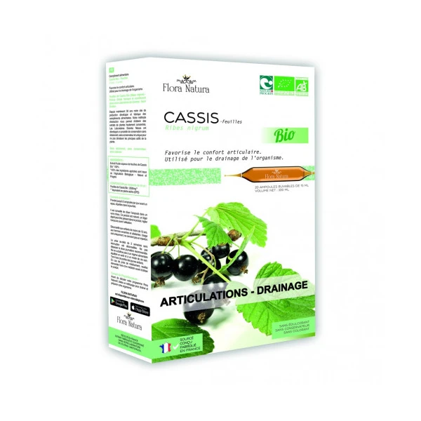 Flora Natura Cassis Bio Articulations et drainage 20 ampoules