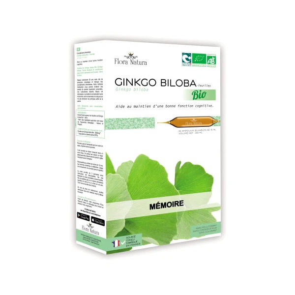 Flora Natura Ginkgo Biloba Bio Mémoire 20 ampoules