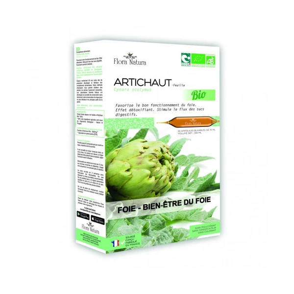 Flora Natura Artichaut Bio Foie et bien-être du foie 20 ampoules