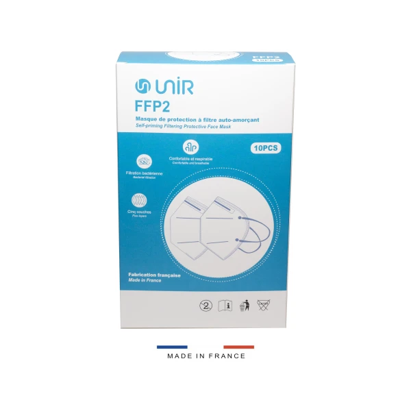 MASQUE FFP2 Blanc x10 Masques - Fabrication Francaise UNIR
