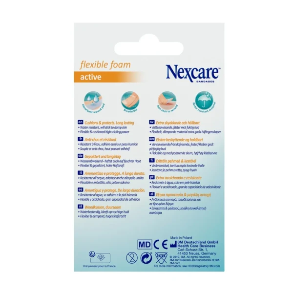 Nexcare Active Bandes 10cmx6cm Pre Decoupees x10