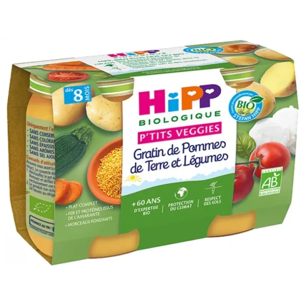 P'tits Veggies Gratin de Pommes de Terre et Légumes dès 8 Mois Bio 2 Pots