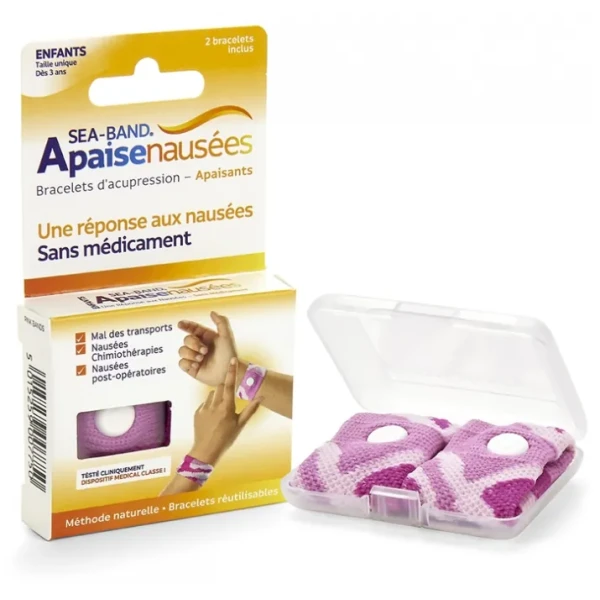 Bracelet d'Acupression Enfant Rose - Boite de 2 Bracelets