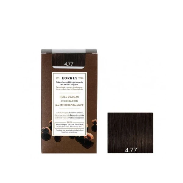 KORRES Huile d'argan Coloration Permanente CHATAIN NATUREL MARRON INTENSE 4.77