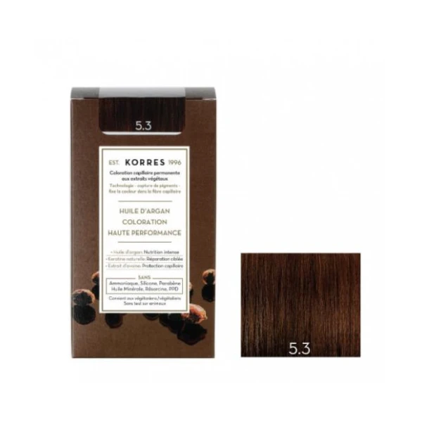 KORRES Huile d'argan Coloration Permanente CHÂTAIN CLAIR DORÉ 5.3