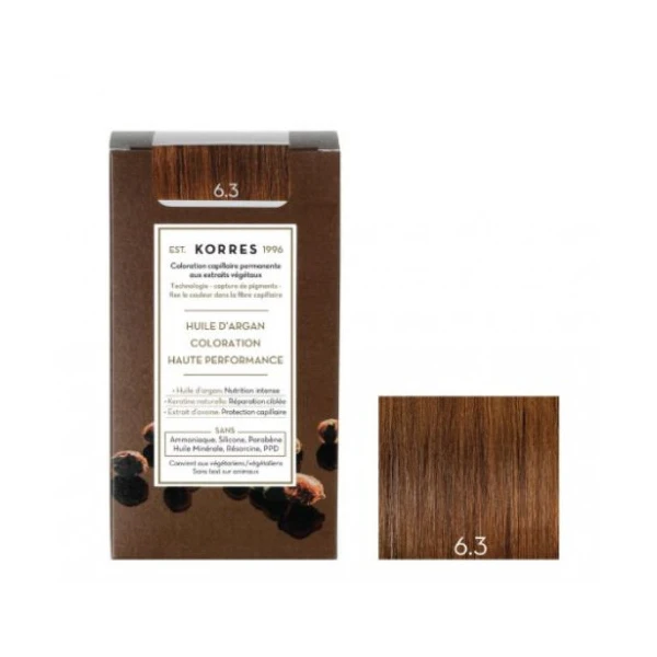 KORRES Huile d'argan Coloration Permanente BLOND FONCÉ DORÉ 6.3