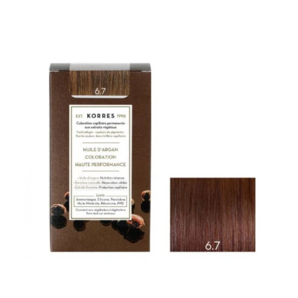KORRES Huile d'argan Coloration Permanente BLOND FONCÉ MARRON 6.7