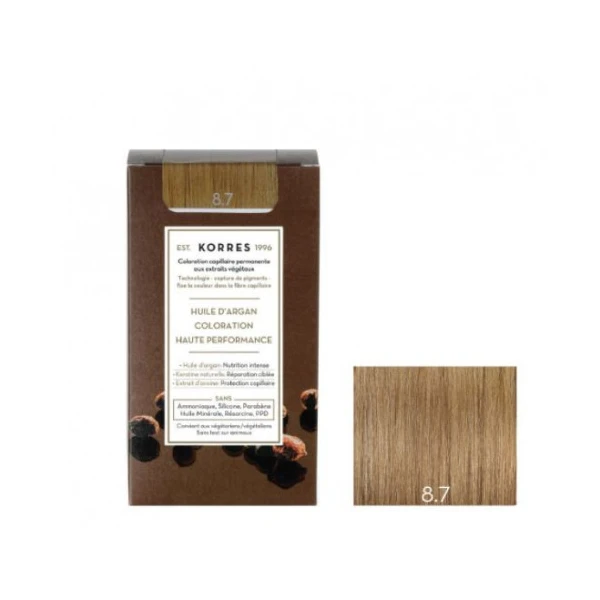 KORRES Huile d'argan Coloration Permanente BLOND CLAIR MARRON 8.7