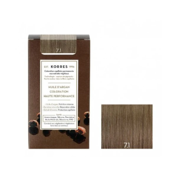 KORRES Huile d'argan Coloration Permanente BLOND CENDRÉ 7.1
