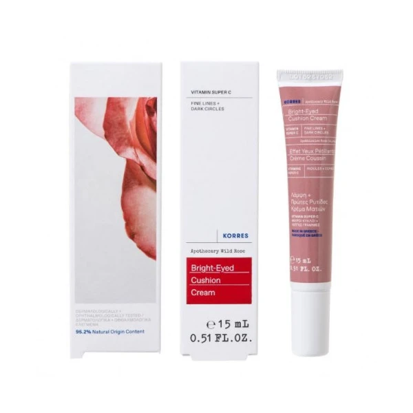 Korres Rose Sauvage Crème Coussin Contour Yeux Eclat 15ml