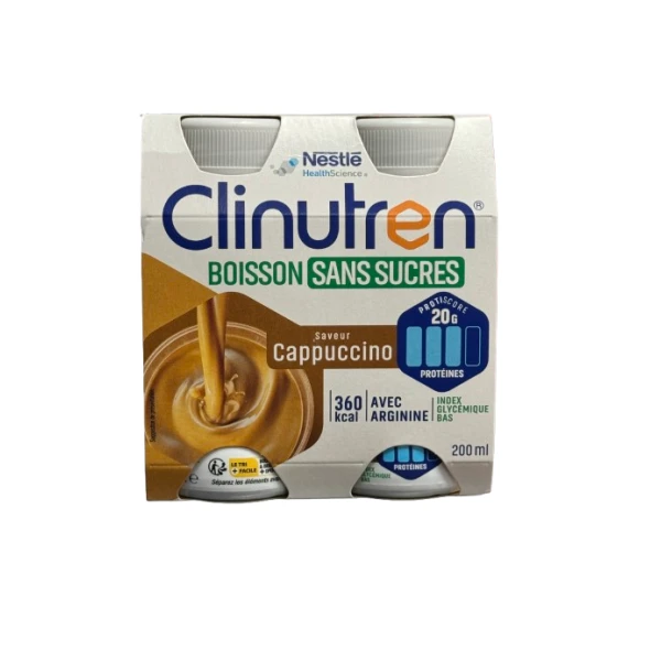 CLINUTREN® BOISSON SANS SUCRES Cappuccino - 4 Bouteilles de 200ml