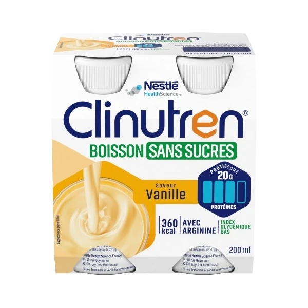 CLINUTREN® BOISSON SANS SUCRES Vanille - 4 Bouteilles de 200ml
