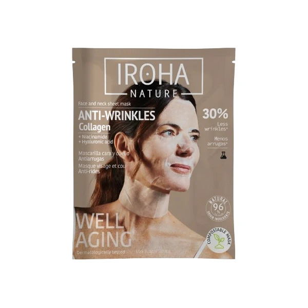 IROHA NATURE Masque Visage Collagene Anti-Rides - 1 Masque Tissu