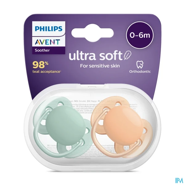 Avent Sucettes Ultra Douce Nuit Mois Mixte
