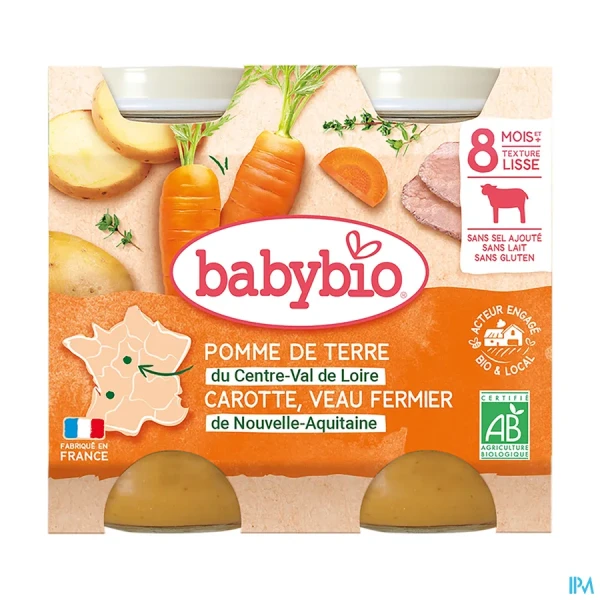 Babybio Mois P de Terre Carotte Veau 2X200G1