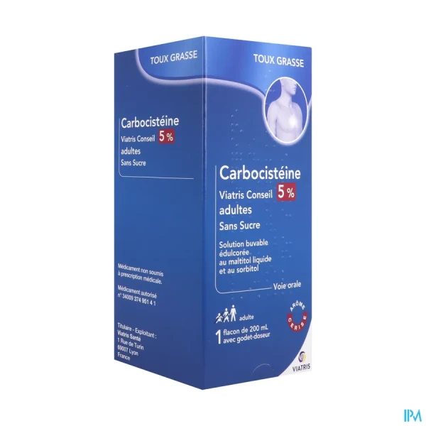 Carbocistéine 5% Viatris Sol sans Sucre