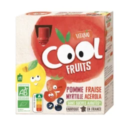 VITABIO COOL Fruits Gourde Pomme Fraise Myrtille - 4 x 90g