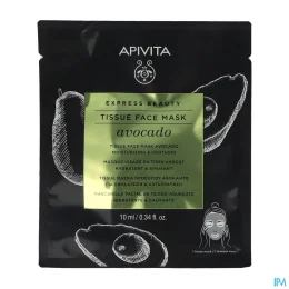 Apivita Express Beauty Masque Visage en Tissu Hydratant et Apaisant à l'Avocat 10ml