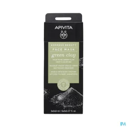 Apivita Masque Visage Nettoyant Profond à l'Argile Verte 2x8ml