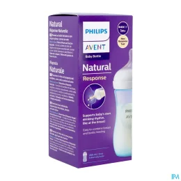 Avent Natural Response Biberon Anti-Colique — AVENT BIBERON NATURAL RESPONSE Bleu 260ml +1 Mois