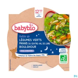 BABYBIO ASSIETTE BONNE NUIT + 12 Mois Legumes Verts Panais Boulghour- 230g