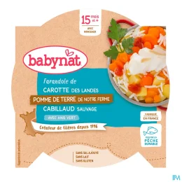BABYBIO ASSIETTE MENU DU JOUR + 15 Mois Carotte Pomme de Terre Cabillaud - 260g