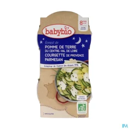 BABYBIO BOLS BONNE NUIT + 8 Mois Pomme de Terre Courgette Parmesan - 2x200g