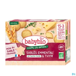 BABYBIO COMME LES GRANDS Sables Emmental et Thym 15 Mois a 3 Ans - 2x8 Sables