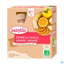 BABYBIO GOURDES FRUITS + 6 Mois Pomme Orange Banane - 4x90g
