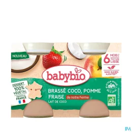 BABYBIO PETITS POTS BRASSE +6 Mois Coco Pomme Fraise - 2x130g