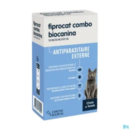 BIOCANINA ANTIPARASITAIRE FIPROCAT COMBO Chats / Furets - 3 Pipettes Spot-On