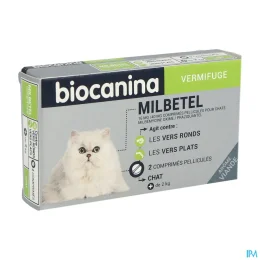 BIOCANINA MILBETEL Chat +2kg Vermifuge - 2 Comprimes