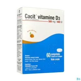 Cacit Vitamine D3 500mg / 440UI 60 comprimés à sucer