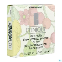 Clinique Stay-Matte™ Poudre Transparente Haute Matité 02 Stay Neutral - Peaux Mixtes à Grasses