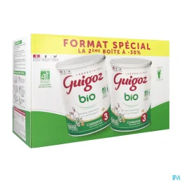 Guigoz Bio Croissance Lait 3eme âge — Lot de 2 Boites de 800 g