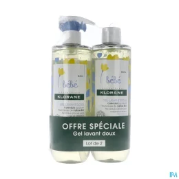 Klorane Bébé Gel Lavant Doux — Lot de 2 Flacons 500 mL