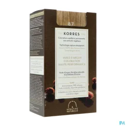 KORRES Huile d'argan Coloration Permanente BLOND CLAIR MARRON 8.7