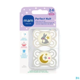 MAM Perfect Nuit Sucettes Silicone 2-6 mois