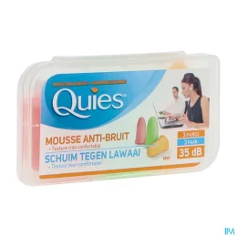 Quies Protection Auditive 35dB Mousse Confort Bruits Forts — 3 Paires - Fluo