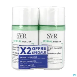 Spirial Déodorant Anti Transpirant Roll on Transpiration Normale à Excessive Lot de 2 X 50 ml