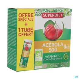 Super Diet Acérola 500 Bio — 24 comprimés + 12 OFFERTS